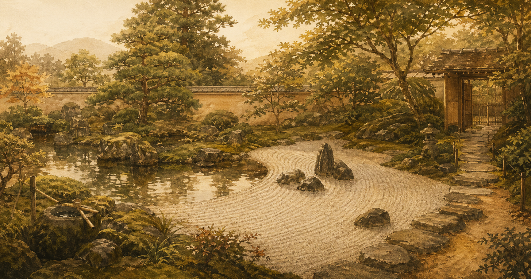 Japanese Gardens: Pond, Karesansui, and Tea-Roji Styles